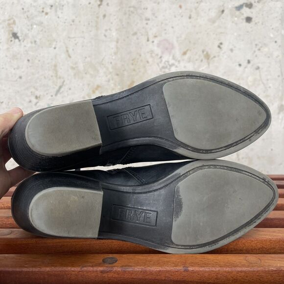 Frye Black Leather Heeled Ankle Boots Size 9M - Picture 6 of 6